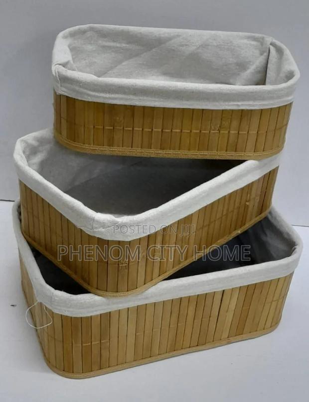 Aesthetic Bamboo 3 Storage Baskets - main view