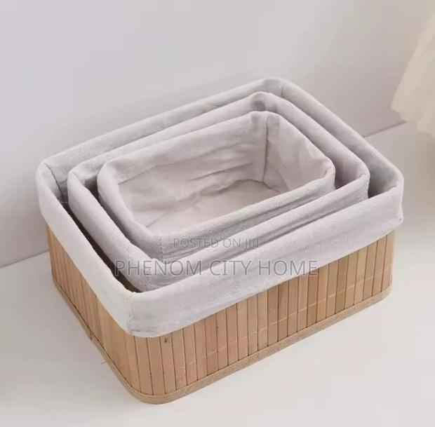 Aesthetic Bamboo 3 Storage Baskets - thumbnail 3