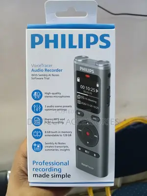 This Is a Philips Voicetracer Dvt2075 Audio Recorder in Silver.