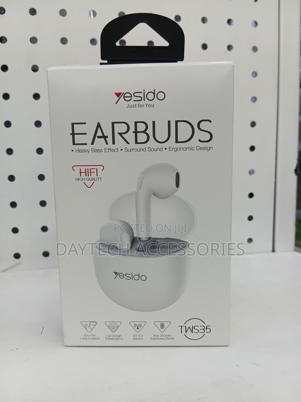 Yesido Tws35 Semi in Ear Bluetooth-Compatible Earbuds - White - thumbnail 2