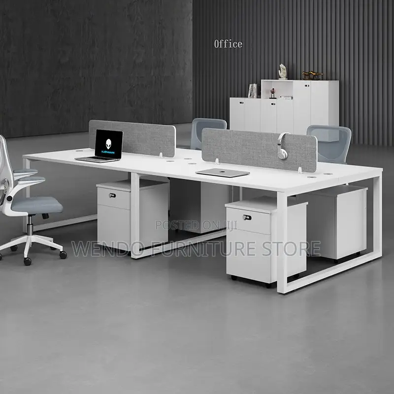Office Workstation Four Users White Veetre Workstation Desk