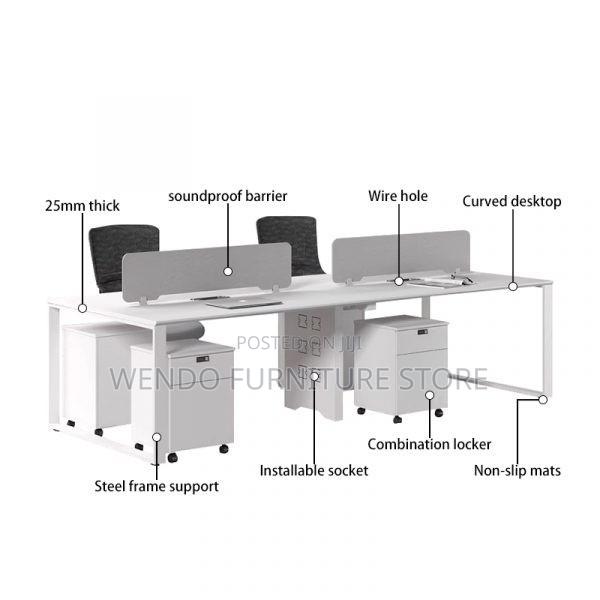 Office Workstation Four Users White Veetre Workstation Desk - thumbnail 2