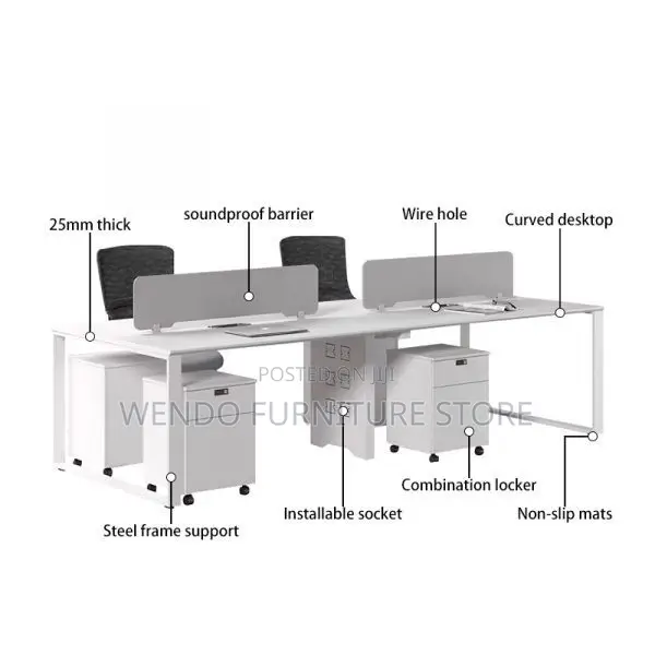 Office Workstation Four Users White Veetre Workstation Desk