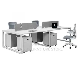 Office Workstation Four Users White Veetre Workstation Desk