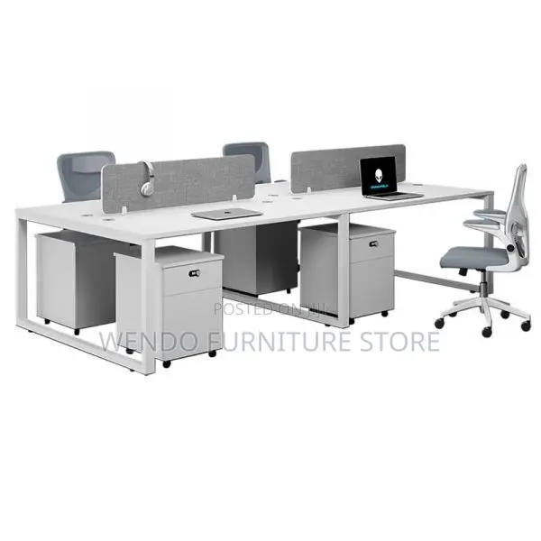 Office Workstation Four Users White Veetre Workstation Desk
