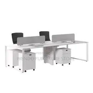 Office Workstation Four Users White Veetre Workstation Desk