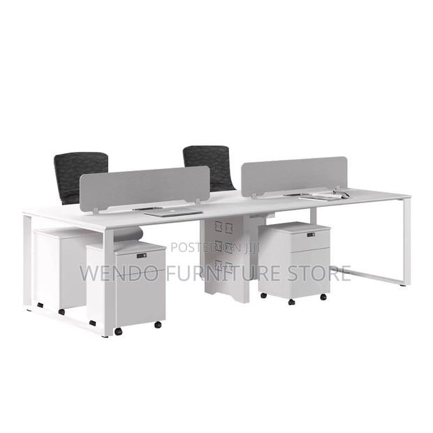 Office Workstation Four Users White Veetre Workstation Desk - thumbnail 4