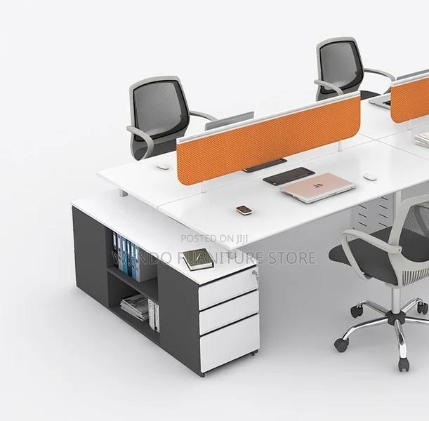 Office Workstation Four Users White Veetre Workstation Desk - thumbnail 5