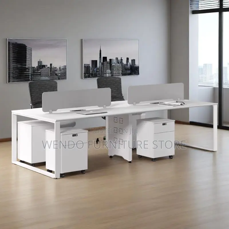 Office Workstation Four Users White Veetre Workstation Desk