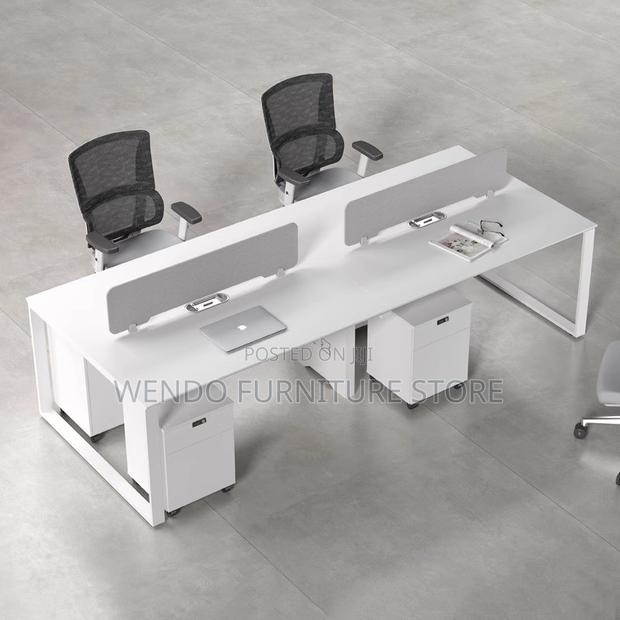 Office Workstation Four Users White Veetre Workstation Desk - thumbnail 10
