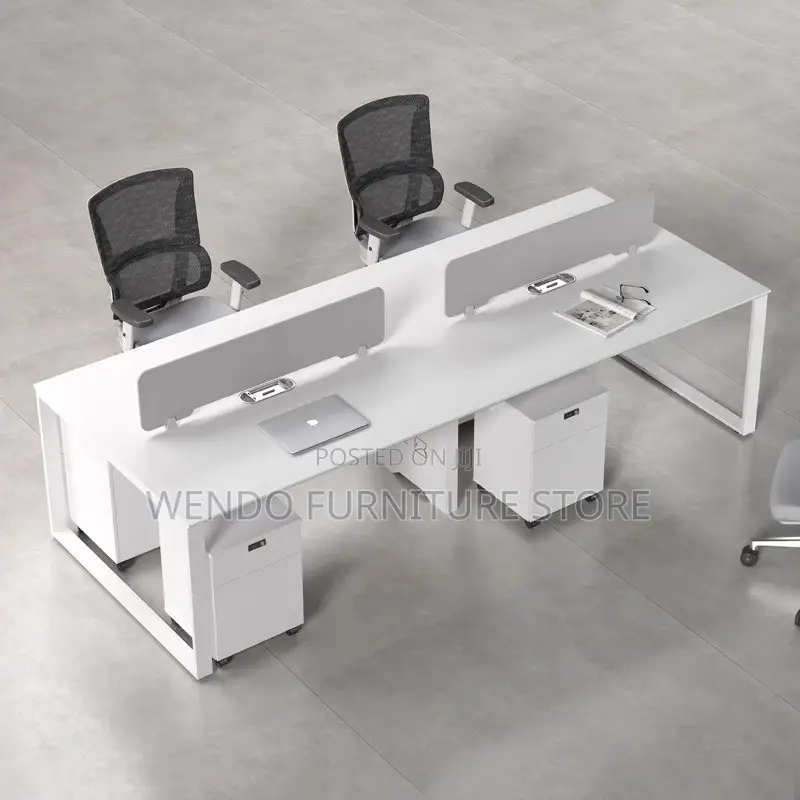 Office Workstation Four Users White Veetre Workstation Desk