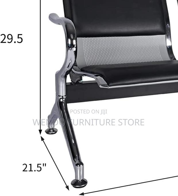 Office Bench; Leather Two Seaters Bench With Metallic Frame - thumbnail 5