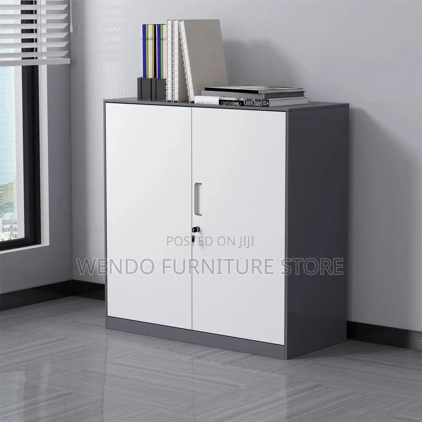 Office Cabinet; Wooden Executive Credenza With Key Lock Two Doors