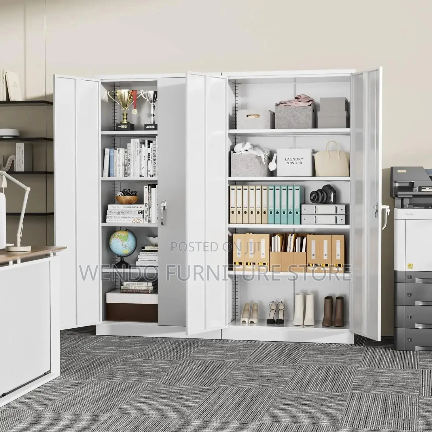 Office Cabinet; Lockable Filing Cabinet With Adjustable Shelves