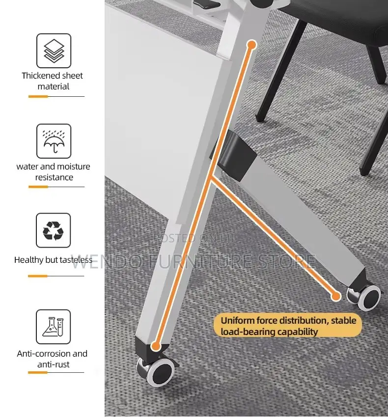 Office Table; White Foldable Working Mobile Table