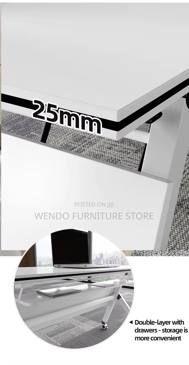 Office Table; White Foldable Working Mobile Table