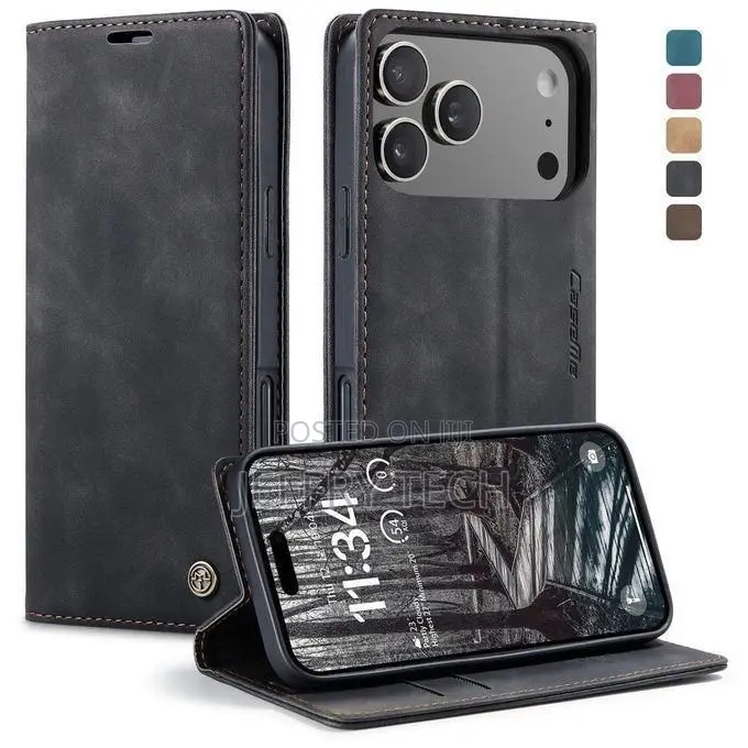 iPhone 17pro Leather Flip Case Shock Absorber Protective Case