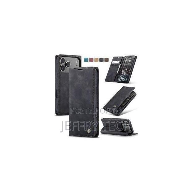 iPhone 17pro Leather Flip Case Shock Absorber Protective Case - thumbnail 2