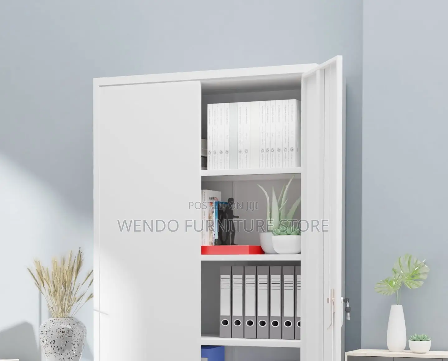 Office Cabinets; Executive Gray Display Lockable Cabinet