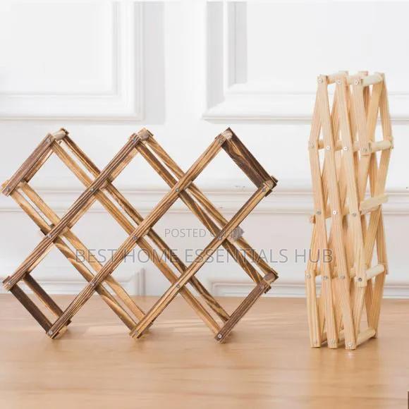 Foldable10 Slot Wooden Wine Bottle Rack - thumbnail 2