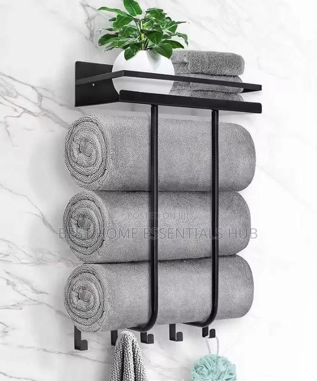 Multifunctional Bathroom Towel Holder Wall Mounted Towel Rack
