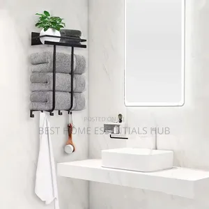 Multifunctional Bathroom Towel Holder Wall Mounted Towel Rack