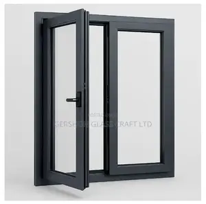 Modern Aluminium Window With Net Section and Grills