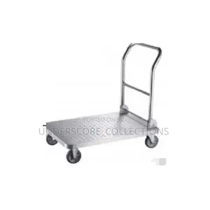 Heavy-Duty Stainless Steel Platform Trolley With a Foldable Handle