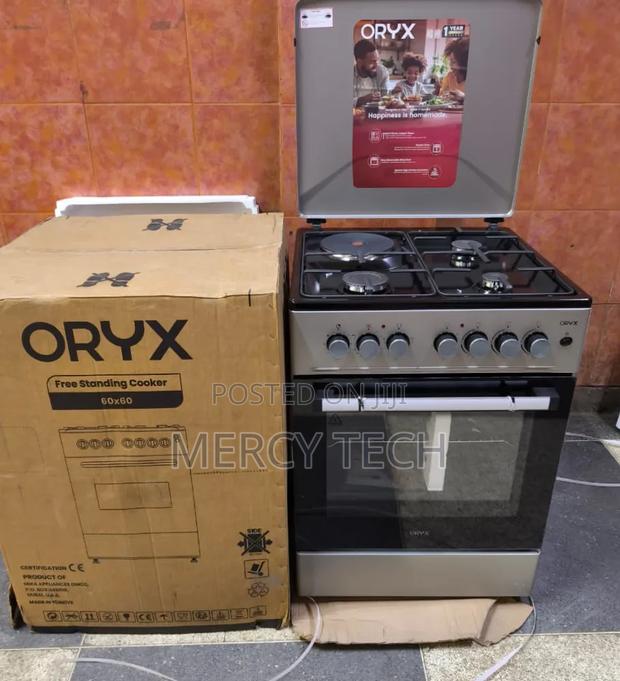 Mika Oryx Standing Cooker 60x60cm (Silver, 3 Function Oven) - main view