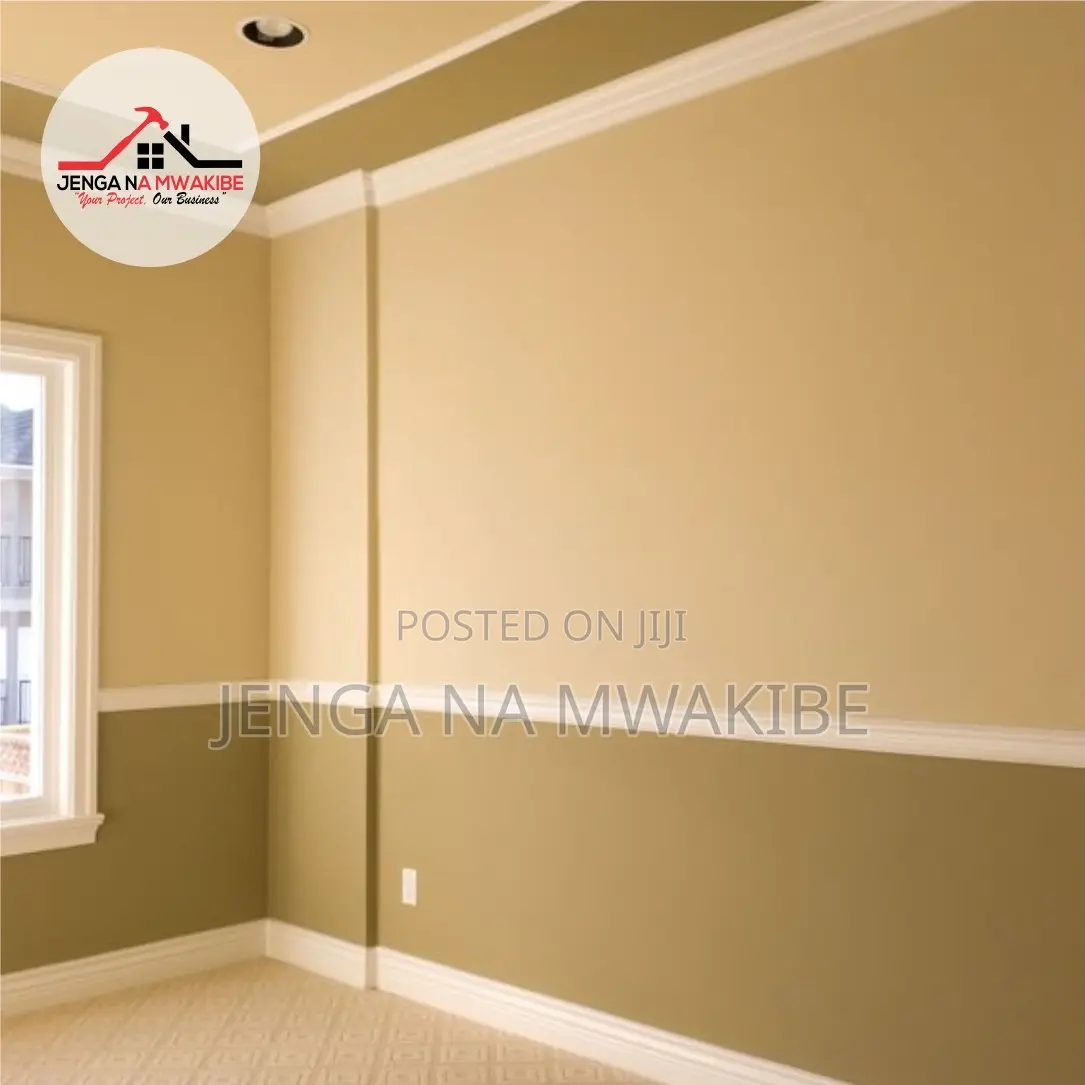 Dual Tone Olive Green and Warm Sand Dining Room Wall Paint