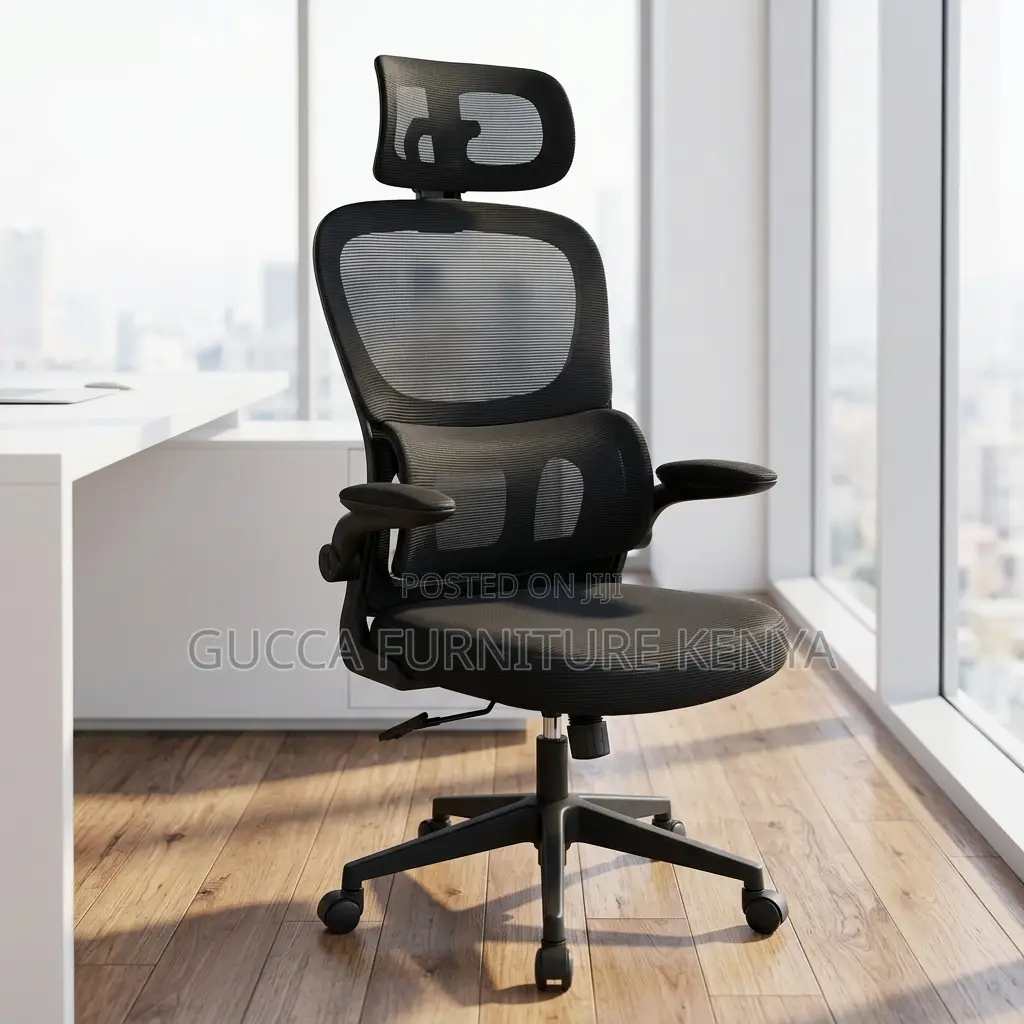 High Back Ergonomic Flip Arm Computer Seat