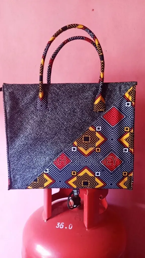 Classy Ankara and Jute Tote Bag