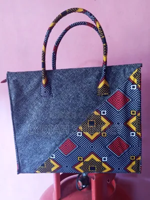 Classy Ankara and Jute Tote Bag