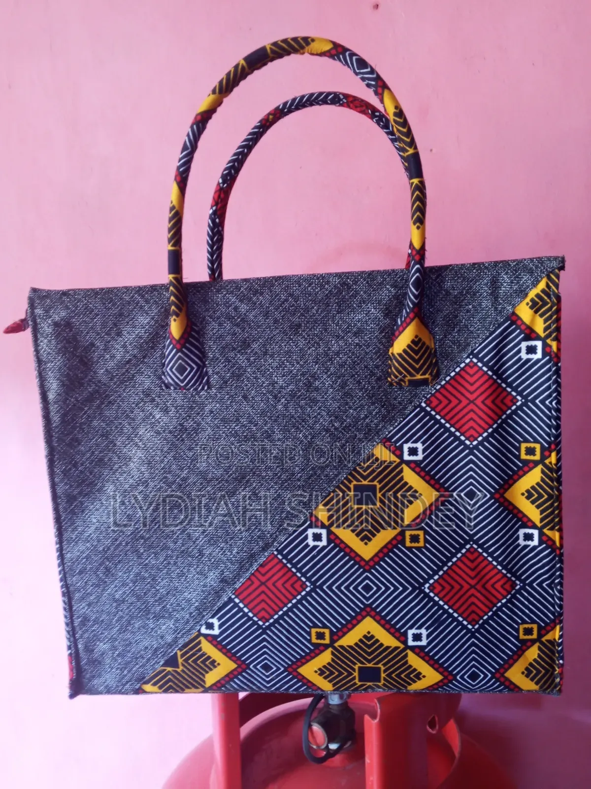 Classy Ankara and Jute Tote Bag