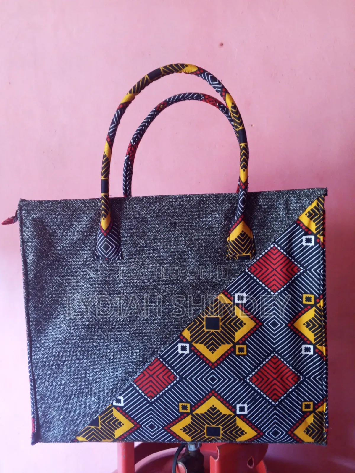 Classy Ankara and Jute Tote Bag