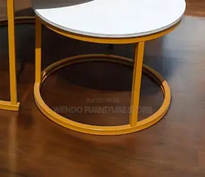 Coffee Tables; Executive Round Marble Top Quality Nesting Coffee Table