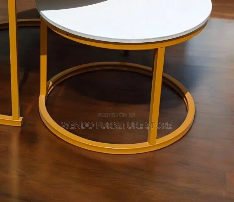 Coffee Tables; Executive Round Marble Top Quality Nesting Coffee Table