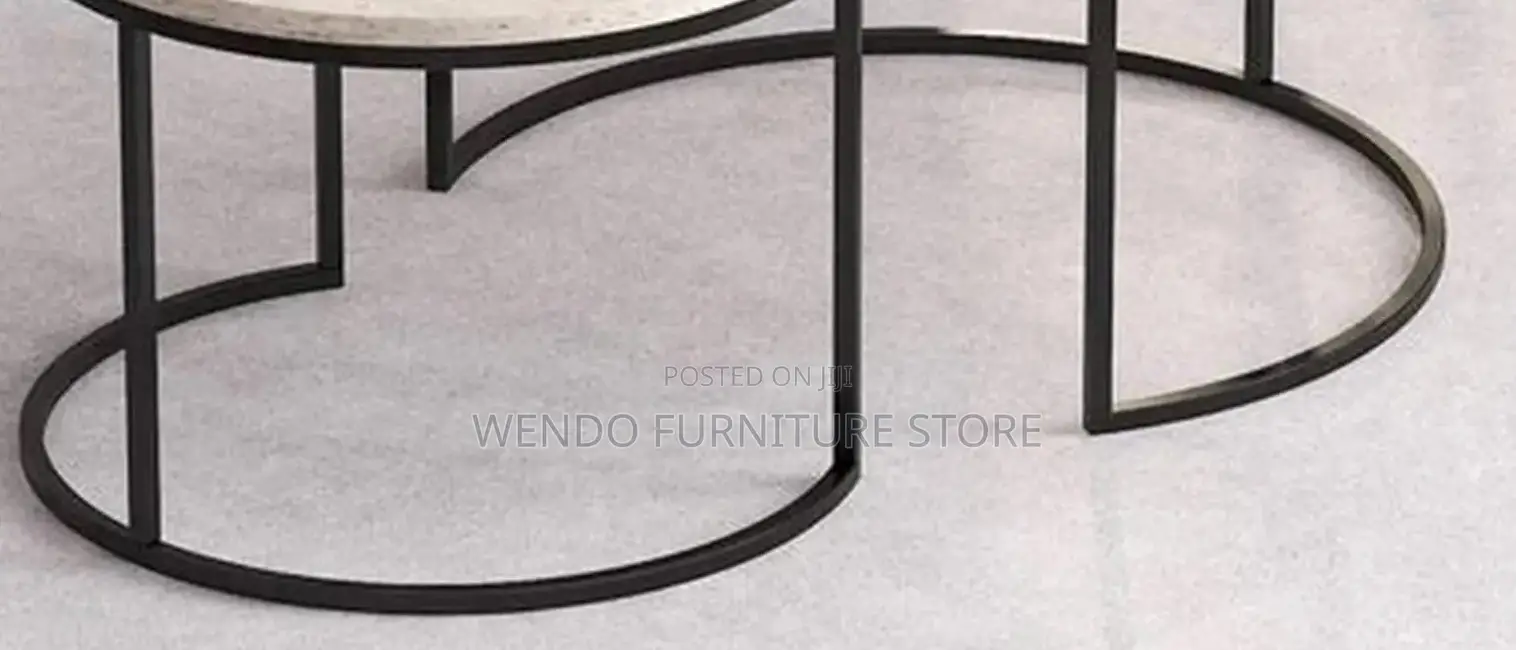 Coffee Tables; Executive Round Marble Top Quality Nesting Coffee Table