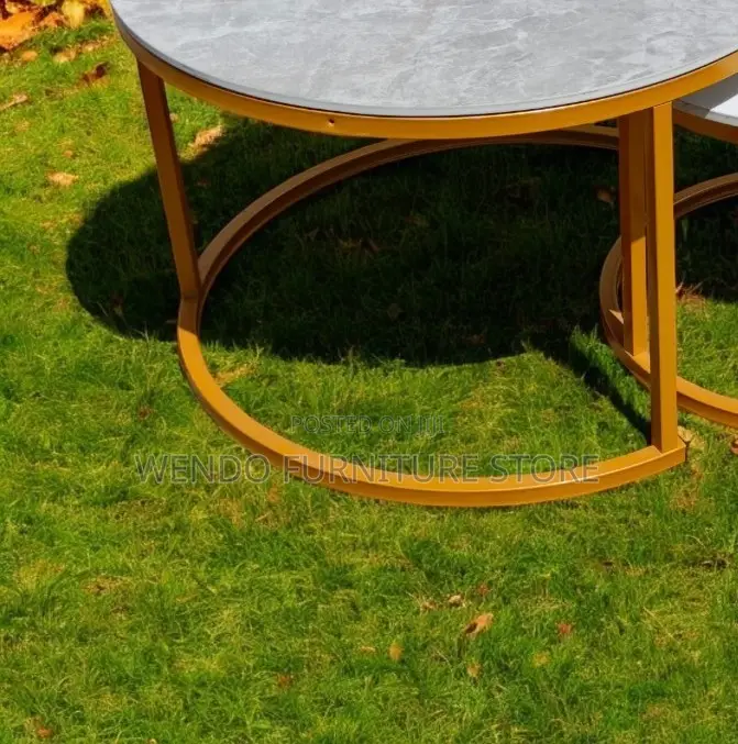 Coffee Tables; Executive Round Marble Top Quality Nesting Coffee Table