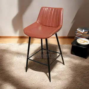 Barstools; Leather Strong Barstool With 4 Standing Legs