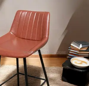 Barstools; Leather Strong Barstool With 4 Standing Legs