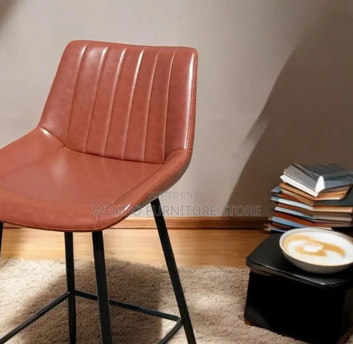 Barstools; Leather Strong Barstool With 4 Standing Legs