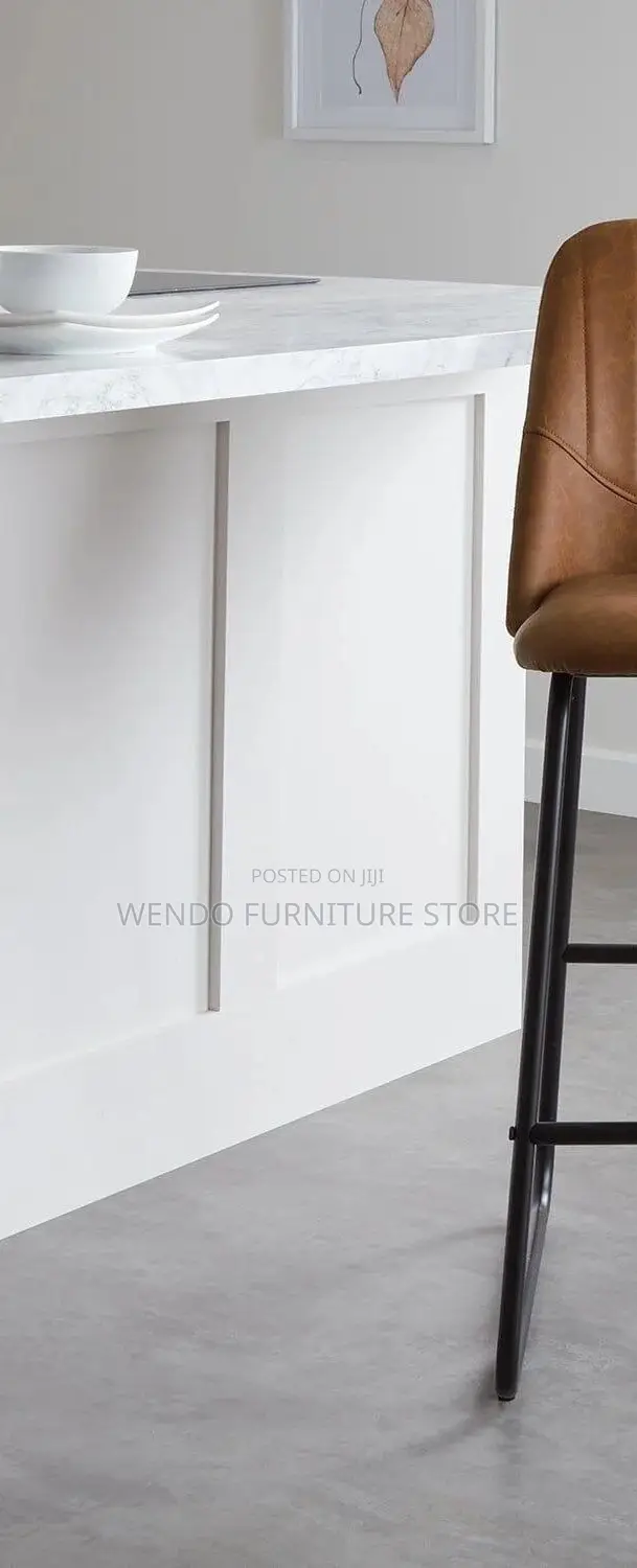 Barstools; Leather Strong Barstool With 4 Standing Legs
