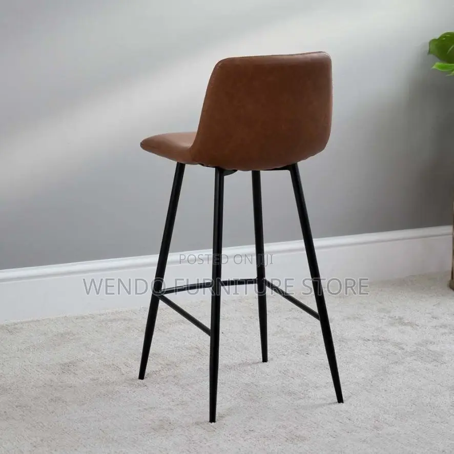 Barstools; Leather Strong Barstool With 4 Standing Legs
