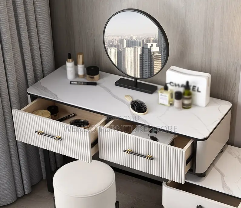 Dressers; Home Bedroom White Elegancy Classy Girls Dressing Vanity Set
