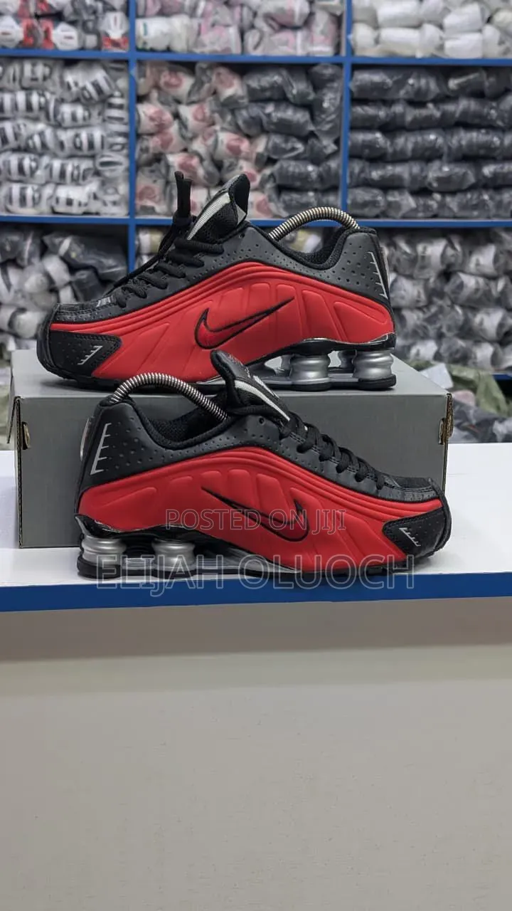 Nike Shox R4 Sneakers in a University Red and Black