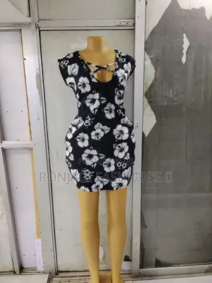 Black and White Floral Bodycon Dress