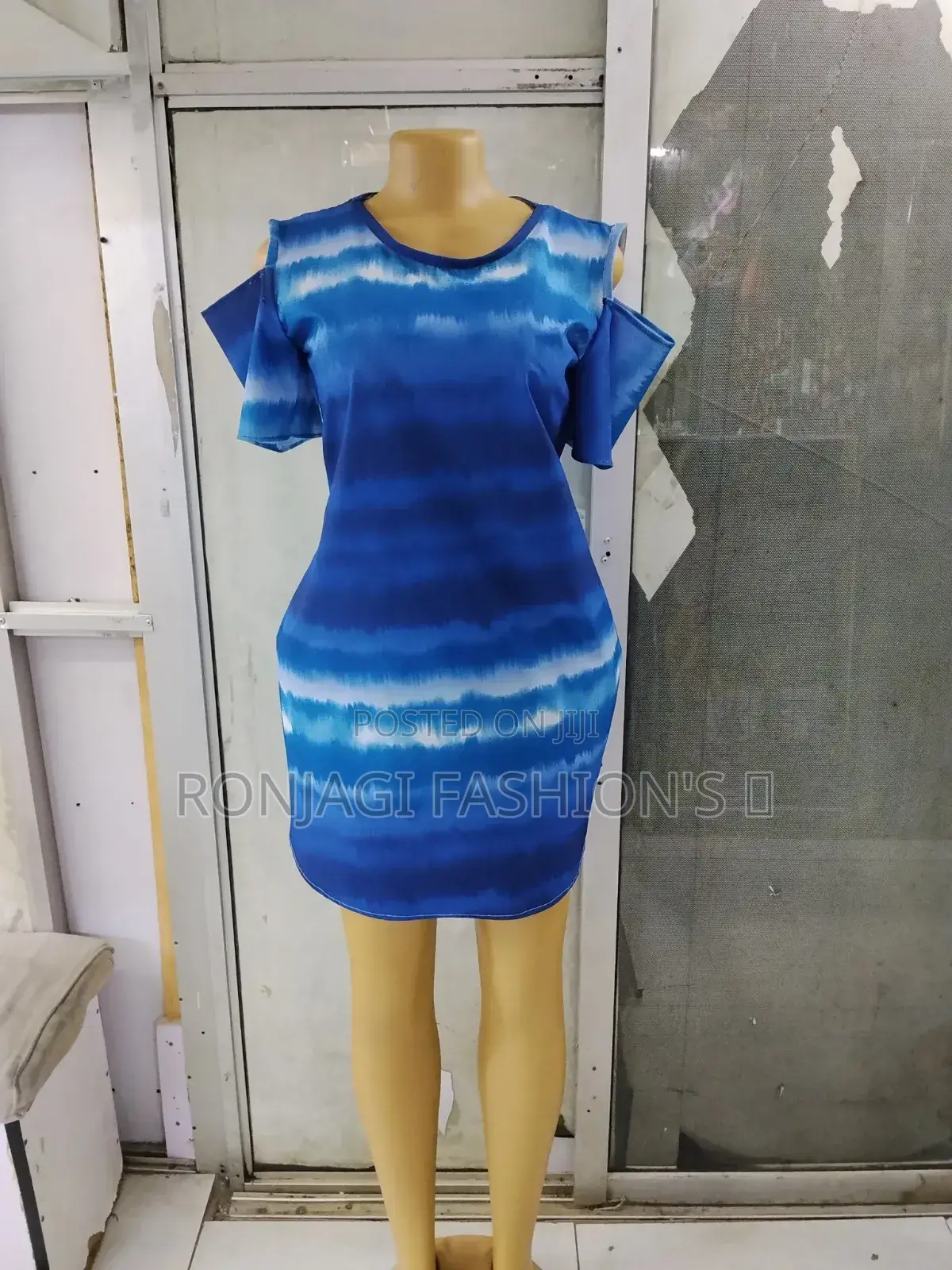 Tie Dye Cold Shoulder Dress