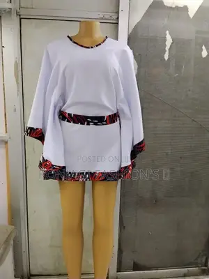 White Ankara-Trimmed Bubu Dress