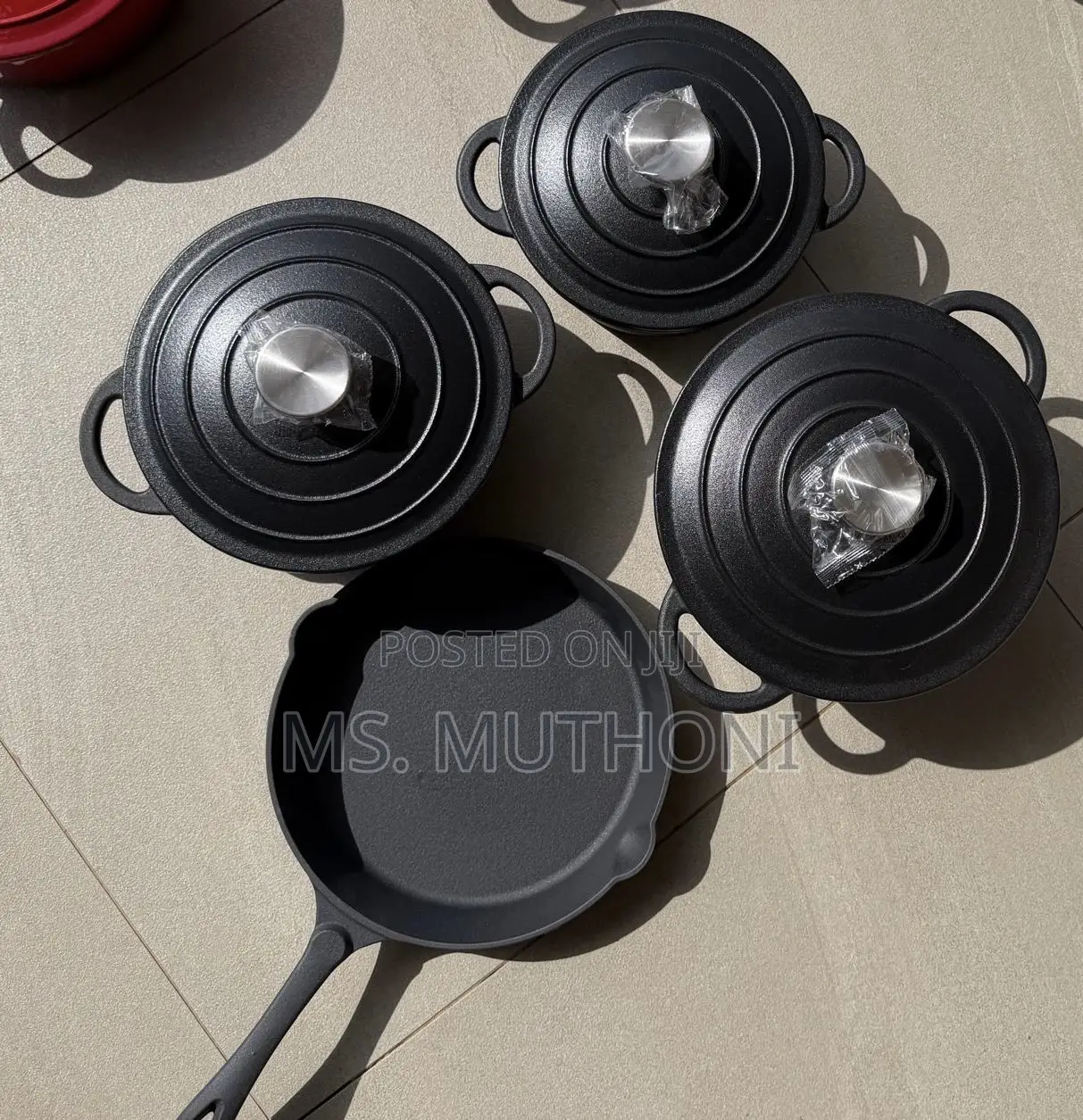 Black Raw Cast Iron Cooking Pot and Skillet Collection